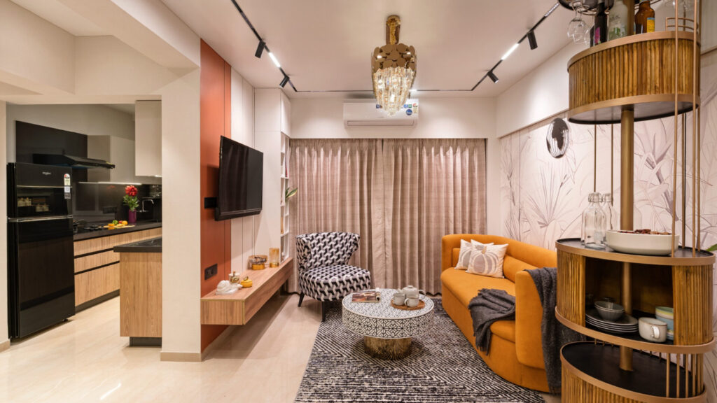 The living room of an apartment at Samarth Aura in Mumbai. - Source: Blitzkrieg Co
